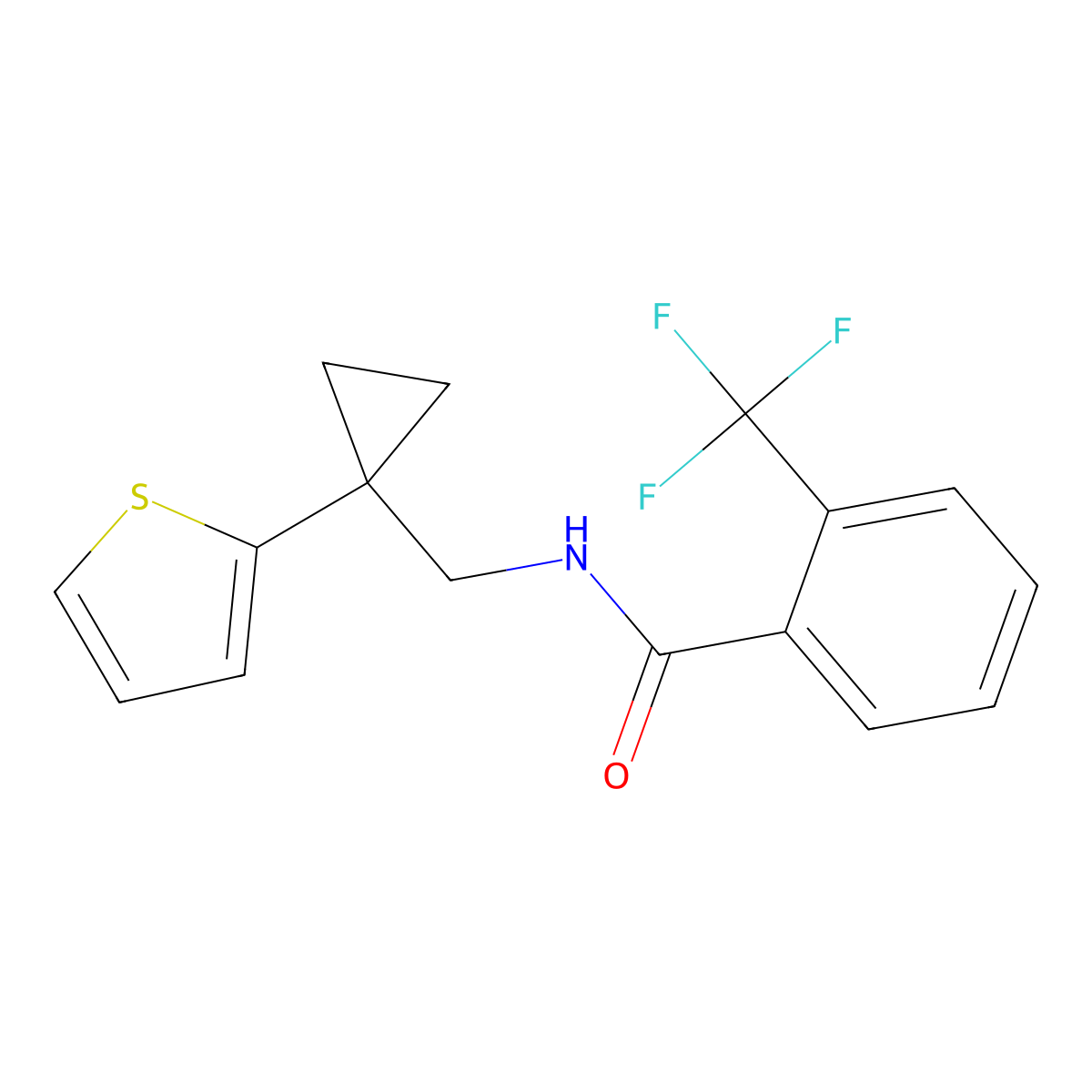 N-((1-(thiophen-2-yl)cyclopropyl)methyl)-2-(trifluoromethyl)benzamide molecular structure, CAS 1207029-10-4