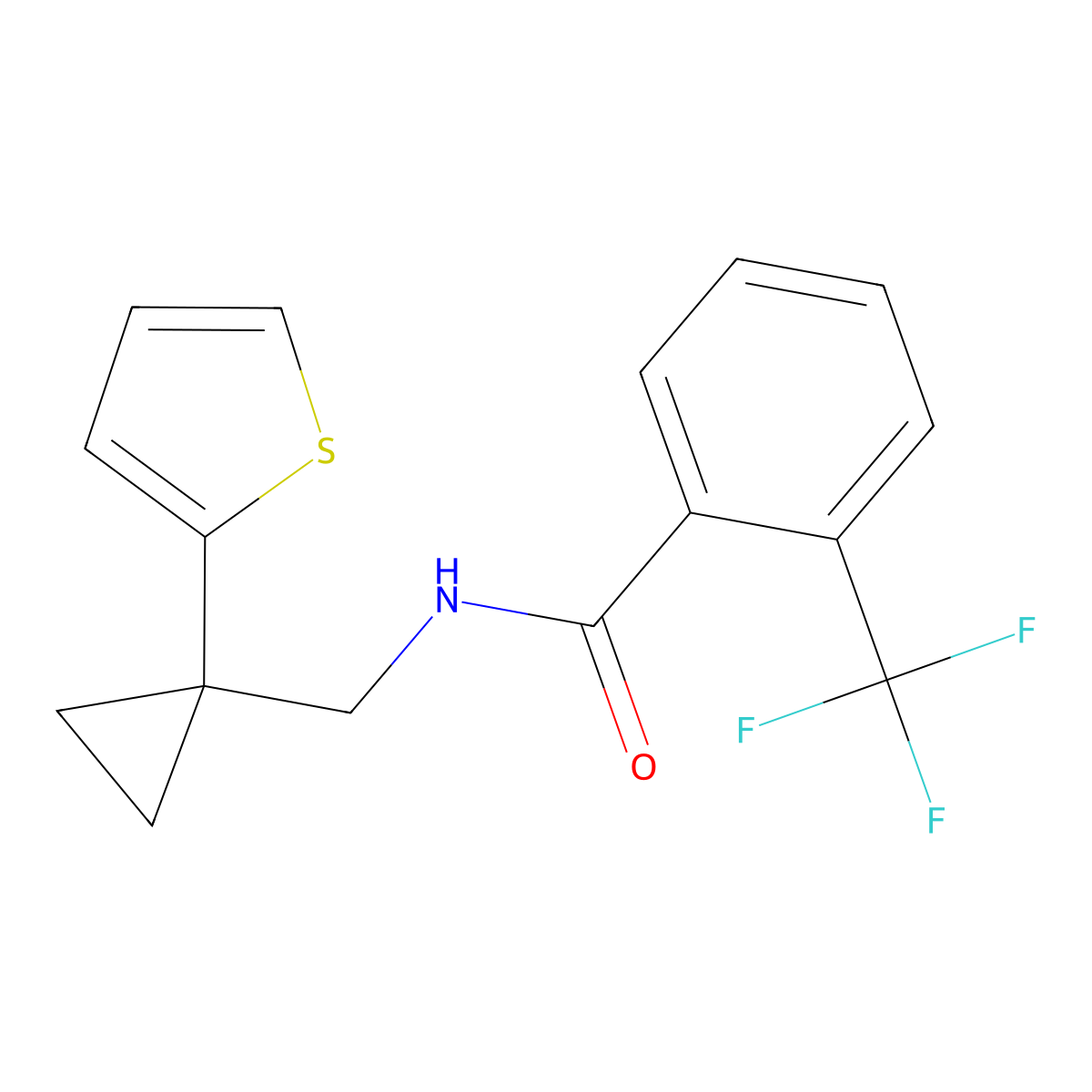 N-((1-(thiophen-2-yl)cyclopropyl)methyl)-2-(trifluoromethyl)benzamide molecular structure, CAS 1207029-10-4