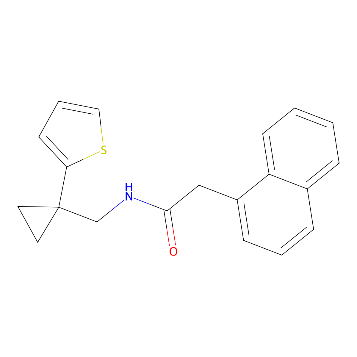 2-(naphthalen-1-yl)-N-{[1-(thiophen-2-yl)cyclopropyl]methyl}acetamide molecular structure, CAS 1207029-12-6