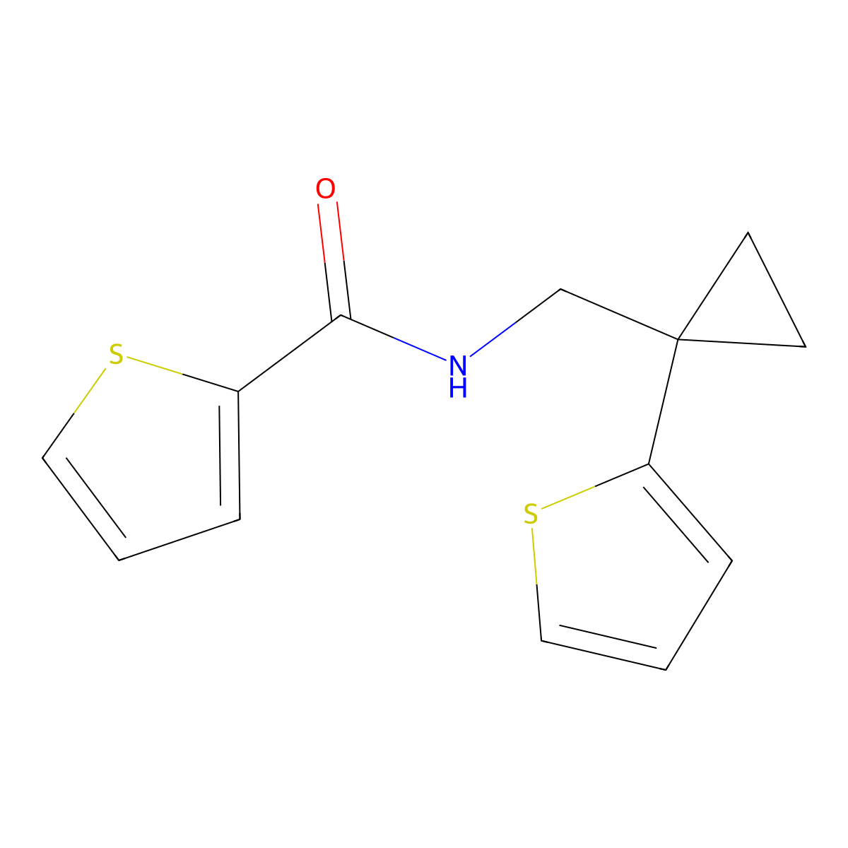 N-((1-(thiophen-2-yl)cyclopropyl)methyl)thiophene-2-carboxamide molecular structure, CAS 1207029-13-7