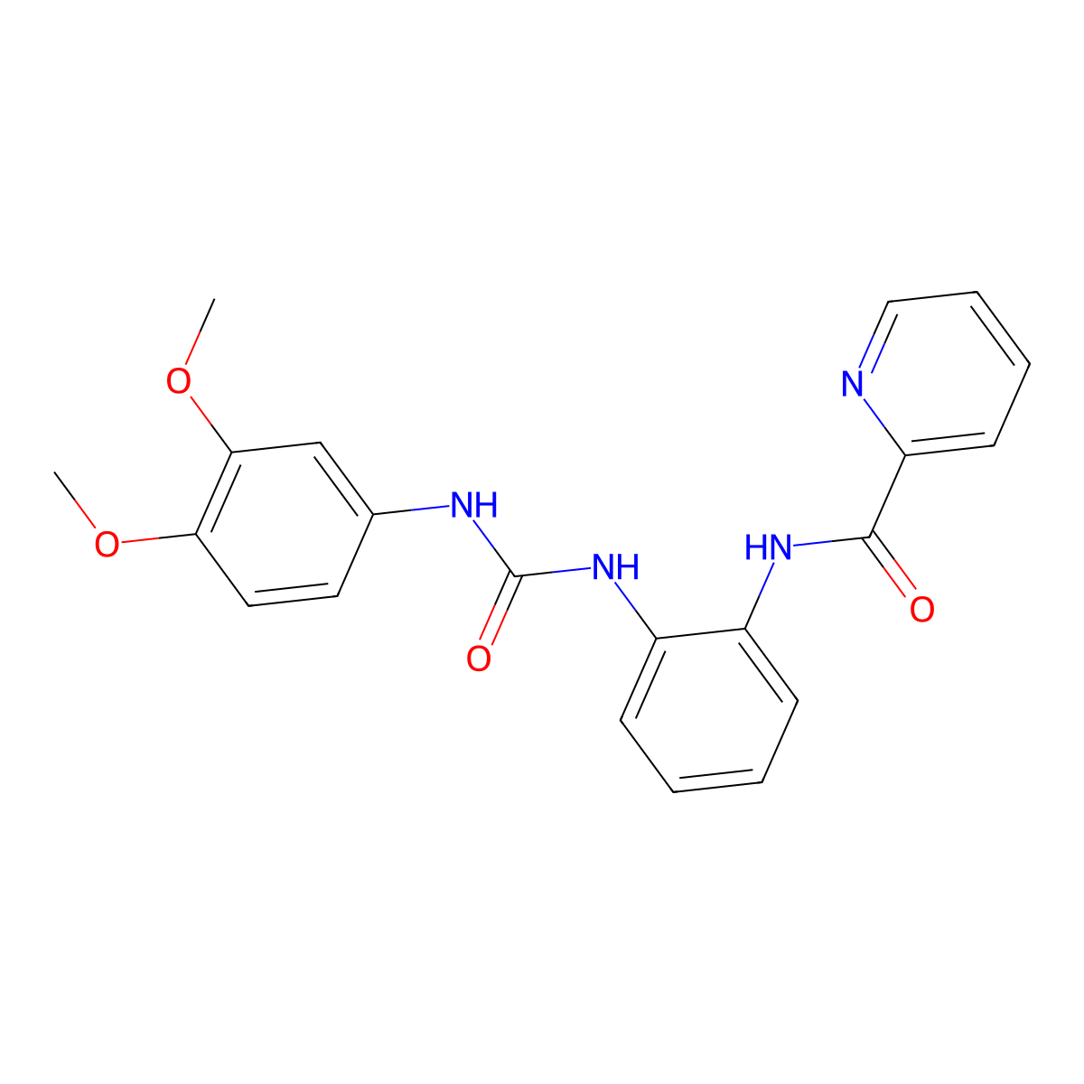 N-(2-(3-(3,4-dimethoxyphenyl)ureido)phenyl)picolinamide molecular structure, CAS 1207029-16-0
