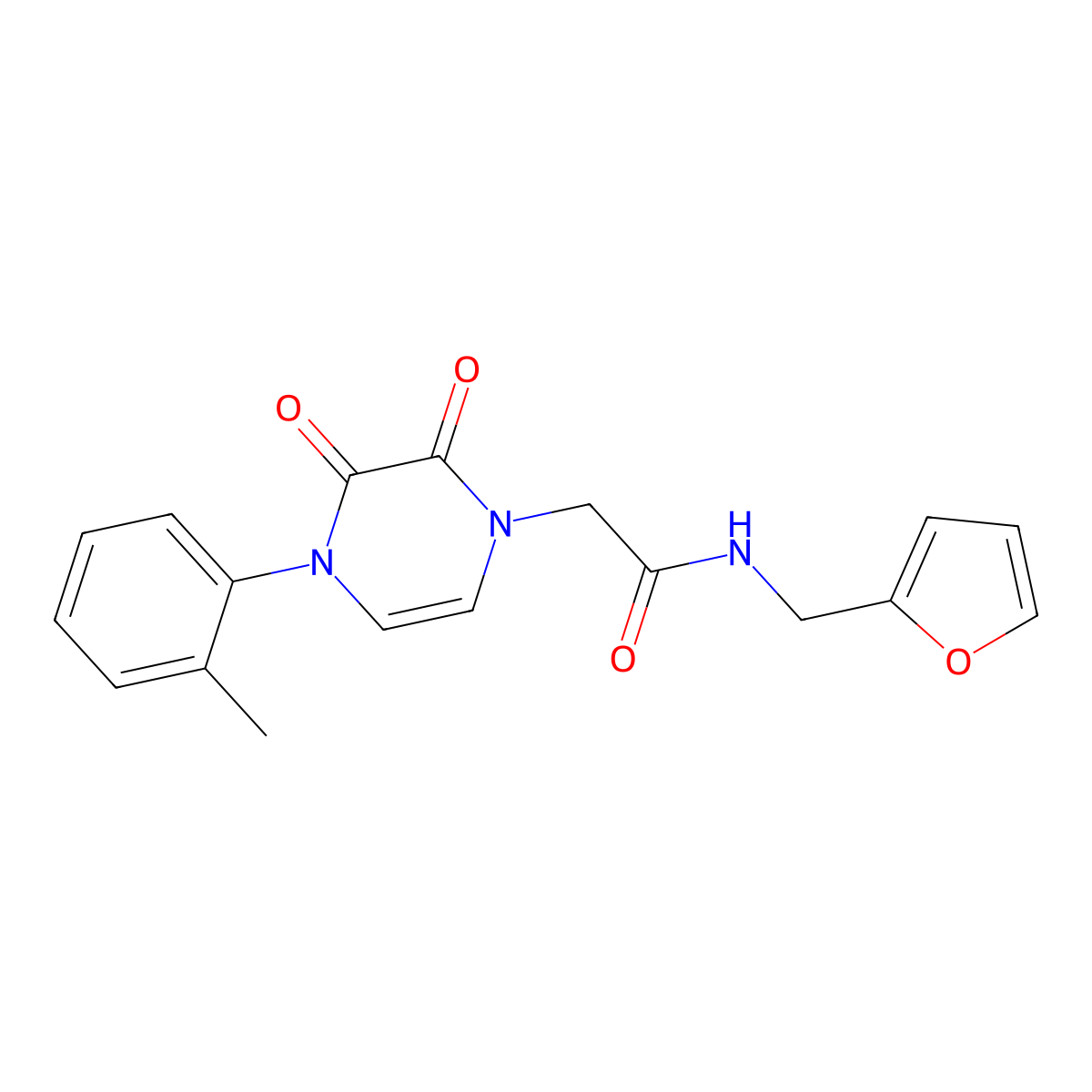N-(furan-2-ylmethyl)-2-[4-(2-methylphenyl)-2,3-dioxo-3,4-dihydropyrazin-1(2H)-yl]acetamide molecular structure, CAS 1207029-17-1