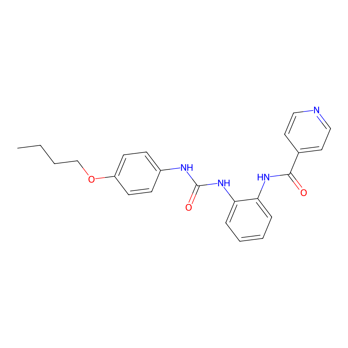 N-(2-(3-(4-butoxyphenyl)ureido)phenyl)isonicotinamide molecular structure, CAS 1207029-18-2