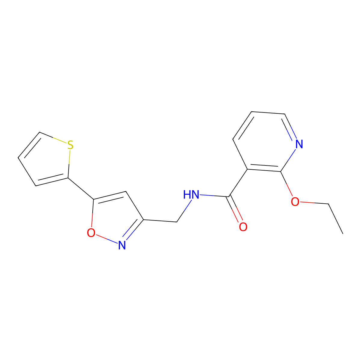 2-ethoxy-N-((5-(thiophen-2-yl)isoxazol-3-yl)methyl)nicotinamide molecular structure, CAS 1207029-24-0
