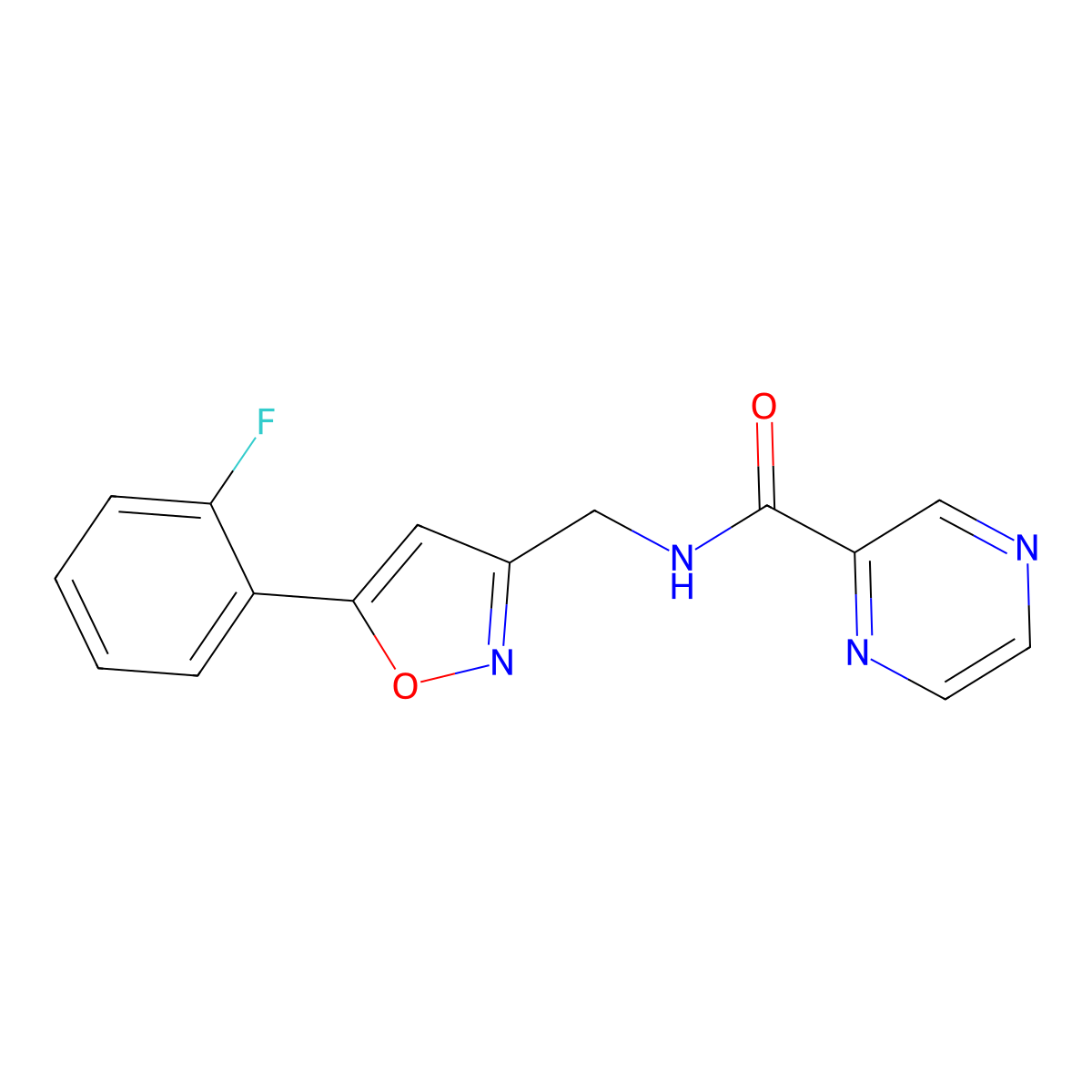 N-((5-(2-fluorophenyl)isoxazol-3-yl)methyl)pyrazine-2-carboxamide molecular structure, CAS 1207029-41-1