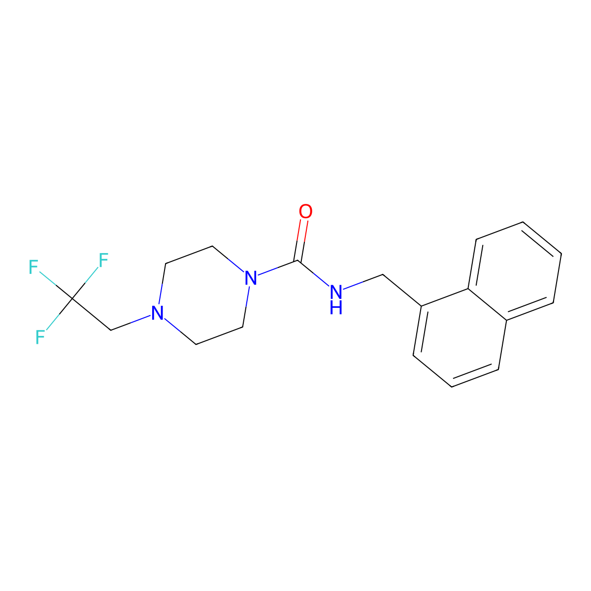 N-(naphthalen-1-ylmethyl)-4-(2,2,2-trifluoroethyl)piperazine-1-carboxamide molecular structure, CAS 1207029-51-3
