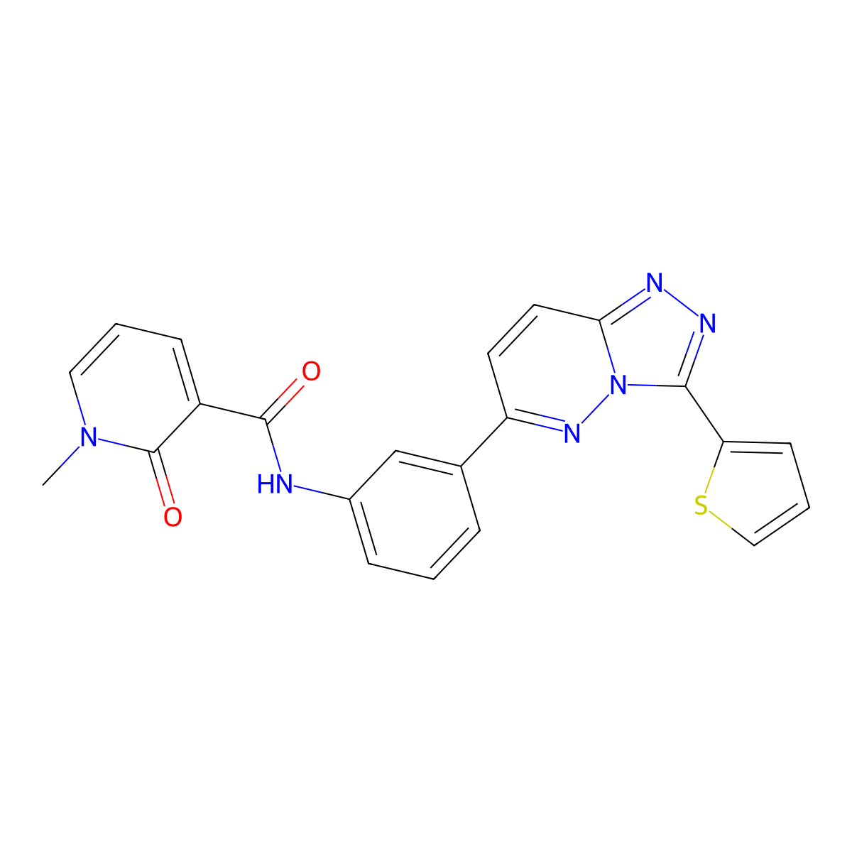 1-methyl-2-oxo-N-{3-[3-(thiophen-2-yl)-[1,2,4]triazolo[4,3-b]pyridazin-6-yl]phenyl}-1,2-dihydropyridine-3-carboxamide molecular structure, CAS 1207029-54-6
