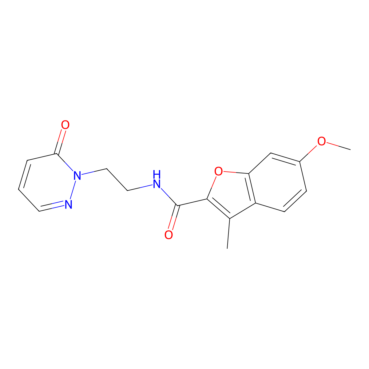 6-methoxy-3-methyl-N-(2-(6-oxopyridazin-1(6H)-yl)ethyl)benzofuran-2-carboxamide molecular structure, CAS 1207029-59-1
