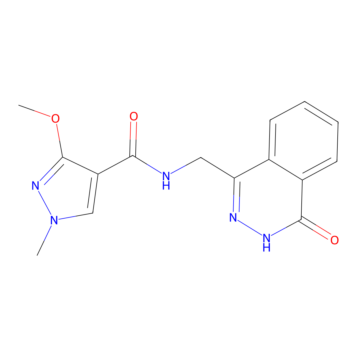 3-methoxy-1-methyl-N-((4-oxo-3,4-dihydrophthalazin-1-yl)methyl)-1H-pyrazole-4-carboxamide molecular structure, CAS 1207029-60-4