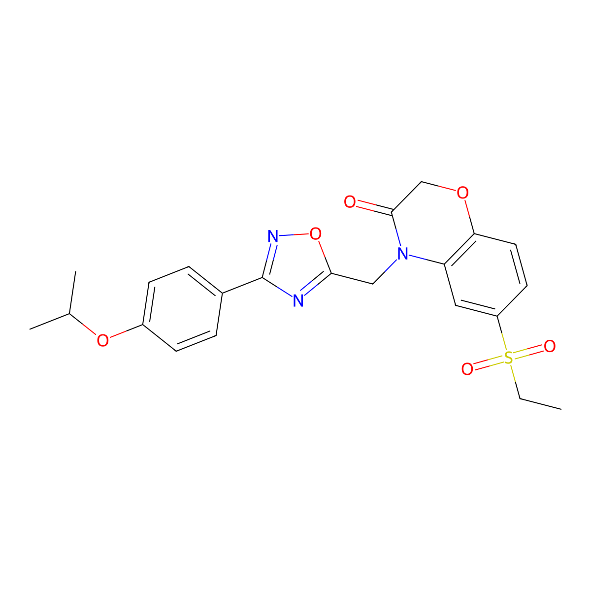6-(ethylsulfonyl)-4-((3-(4-isopropoxyphenyl)-1,2,4-oxadiazol-5-yl)methyl)-2H-benzo[b][1,4]oxazin-3(4H)-one molecular structure, CAS 1207029-90-0