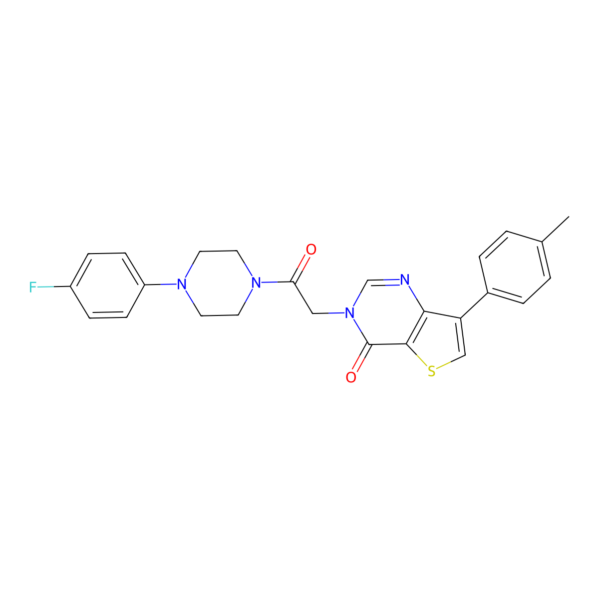 3-{2-[4-(4-fluorophenyl)piperazin-1-yl]-2-oxoethyl}-7-(4-methylphenyl)thieno[3,2-d]pyrimidin-4(3H)-one molecular structure, CAS 1207029-93-3