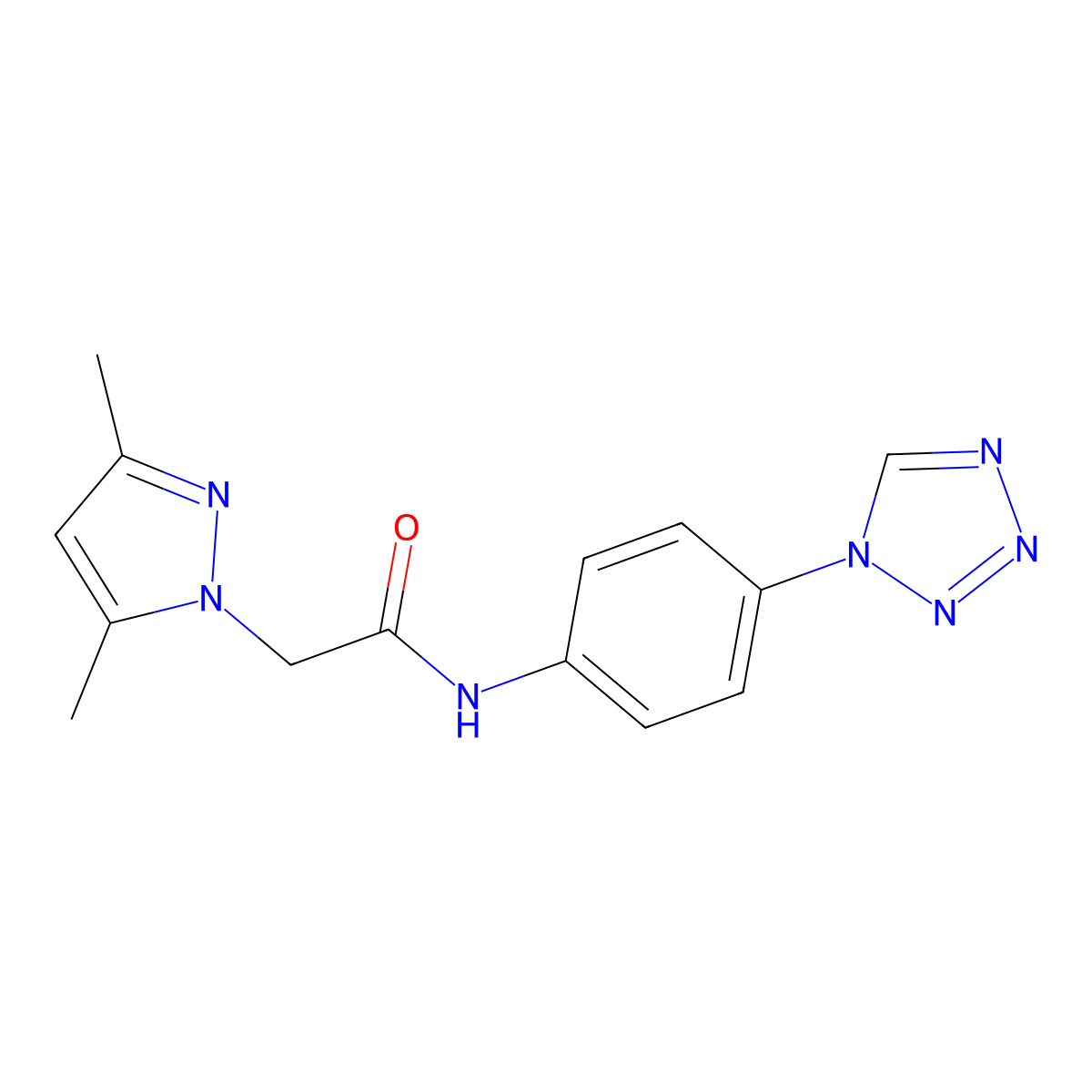 N-(4-(1H-tetrazol-1-yl)phenyl)-2-(3,5-dimethyl-1H-pyrazol-1-yl)acetamide molecular structure, CAS 1207029-98-8