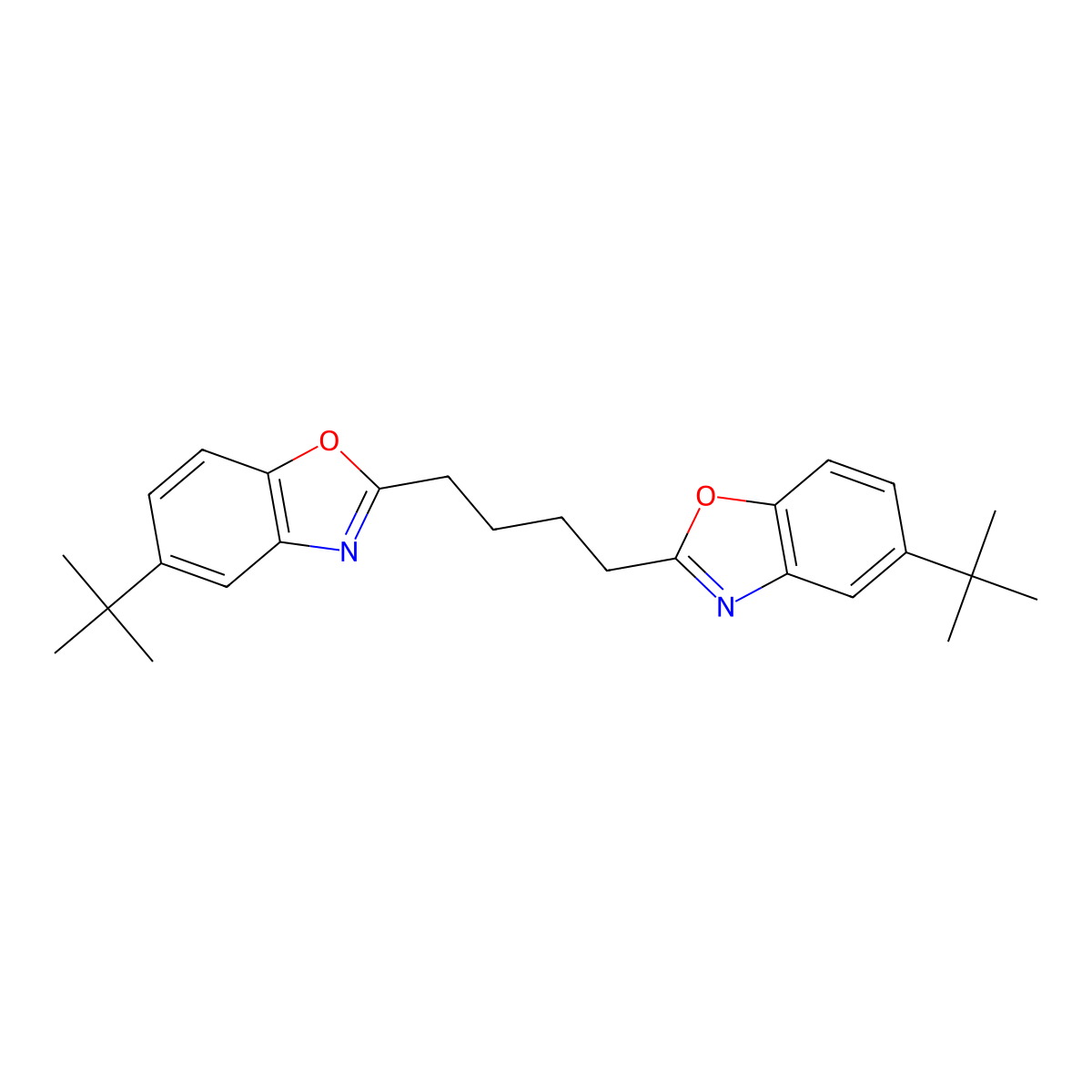 5-Tert-butyl-2-[4-(5-tert-butyl-1,3-benzoxazol-2-yl)butyl]-1,3-benzoxazole molecular structure, CAS 120703-16-4
