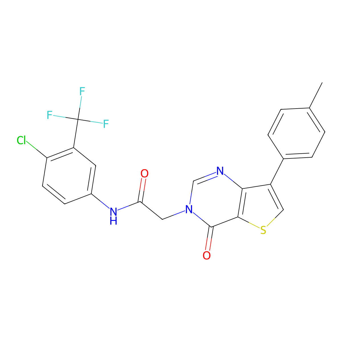 N-[4-chloro-3-(trifluoromethyl)phenyl]-2-[7-(4-methylphenyl)-4-oxothieno[3,2-d]pyrimidin-3(4H)-yl]acetamide molecular structure, CAS 1207030-03-2