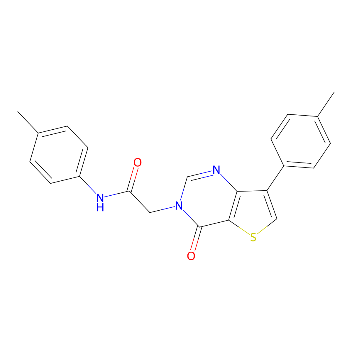 N-(4-methylphenyl)-2-[7-(4-methylphenyl)-4-oxothieno[3,2-d]pyrimidin-3(4H)-yl]acetamide molecular structure, CAS 1207030-05-4