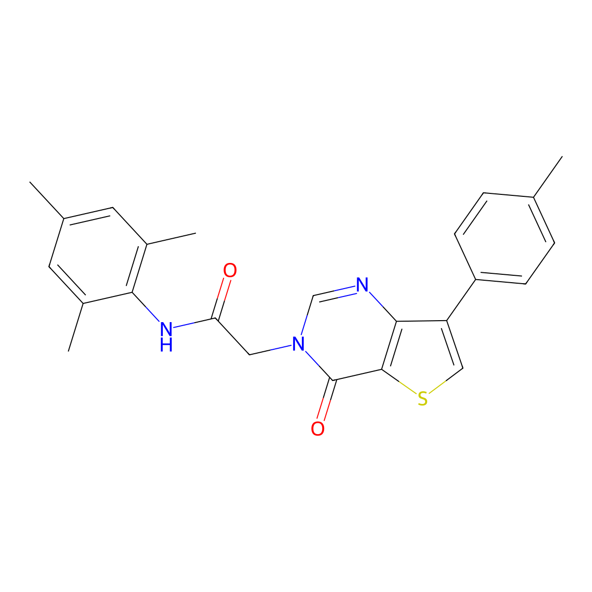 N-mesityl-2-[7-(4-methylphenyl)-4-oxothieno[3,2-d]pyrimidin-3(4H)-yl]acetamide molecular structure, CAS 1207030-09-8