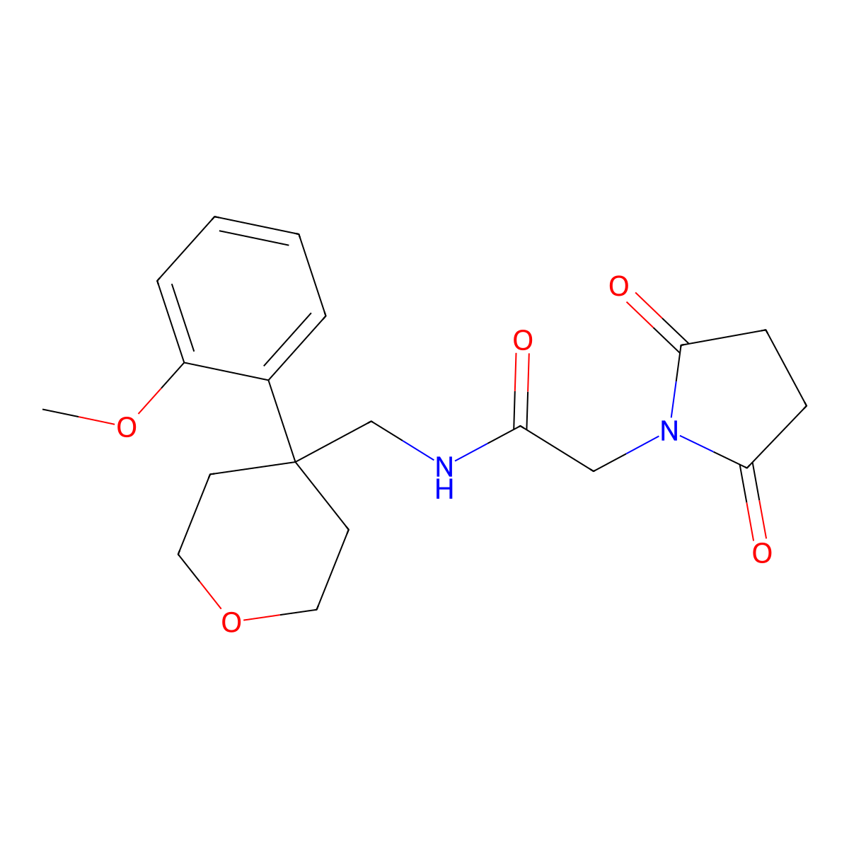 2-(2,5-dioxopyrrolidin-1-yl)-N-((4-(2-methoxyphenyl)tetrahydro-2H-pyran-4-yl)methyl)acetamide molecular structure, CAS 1207030-19-0