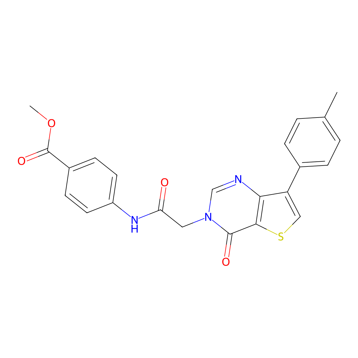 methyl 4-({[7-(4-methylphenyl)-4-oxothieno[3,2-d]pyrimidin-3(4H)-yl]acetyl}amino)benzoate molecular structure, CAS 1207030-25-8