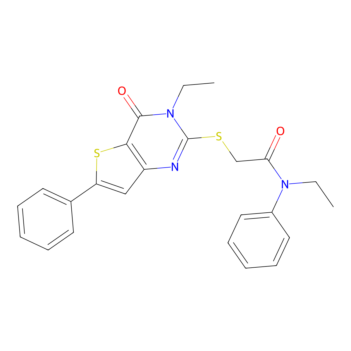 N-ethyl-2-({3-ethyl-4-oxo-6-phenyl-3H,4H-thieno[3,2-d]pyrimidin-2-yl}sulfanyl)-N-phenylacetamide molecular structure, CAS 1207030-27-0
