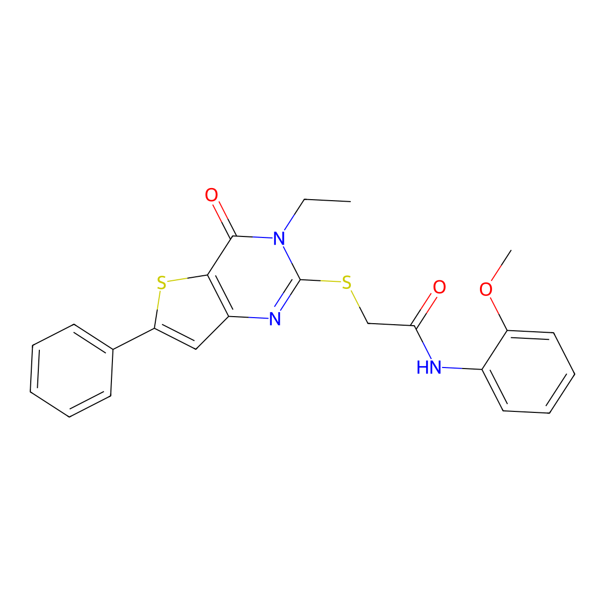 2-({3-ethyl-4-oxo-6-phenyl-3H,4H-thieno[3,2-d]pyrimidin-2-yl}sulfanyl)-N-(2-methoxyphenyl)acetamide molecular structure, CAS 1207030-29-2