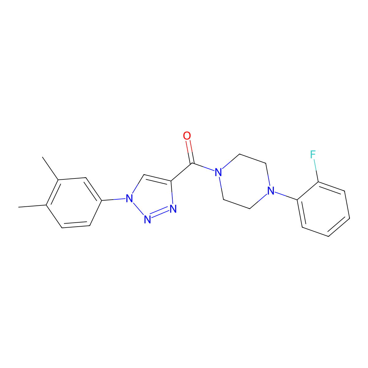 (1-(3,4-dimethylphenyl)-1H-1,2,3-triazol-4-yl)(4-(2-fluorophenyl)piperazin-1-yl)methanone molecular structure, CAS 1207030-34-9
