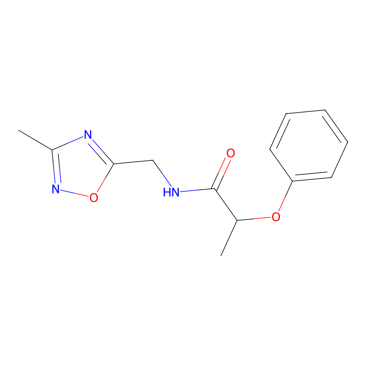 N-[(3-methyl-1,2,4-oxadiazol-5-yl)methyl]-2-phenoxypropanamide molecular structure, CAS 1207030-35-0