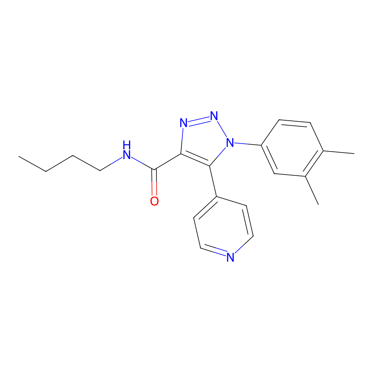 N-butyl-1-(3,4-dimethylphenyl)-5-(pyridin-4-yl)-1H-1,2,3-triazole-4-carboxamide molecular structure, CAS 1207030-39-4