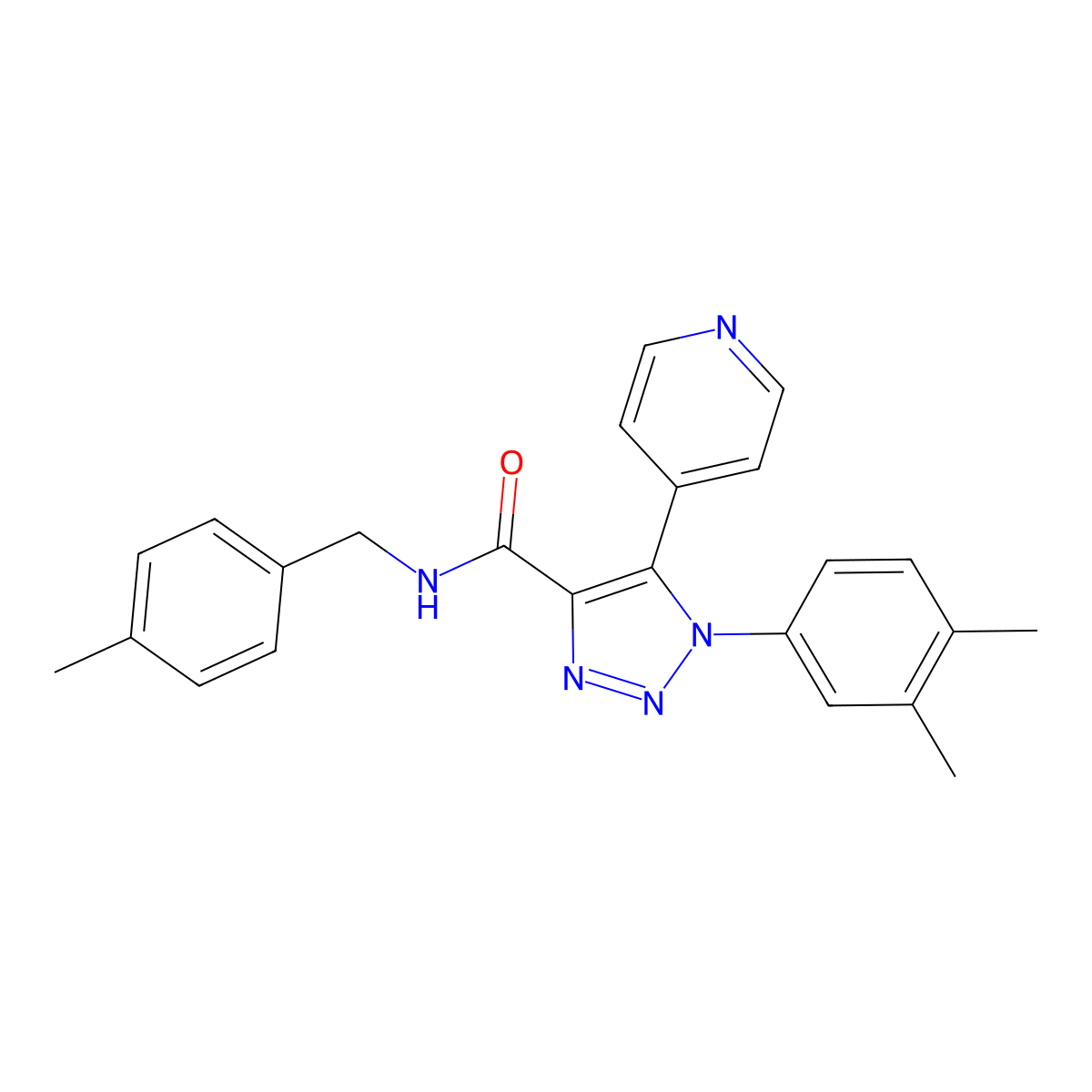 1-(3,4-dimethylphenyl)-N-[(4-methylphenyl)methyl]-5-(pyridin-4-yl)-1H-1,2,3-triazole-4-carboxamide molecular structure, CAS 1207030-41-8