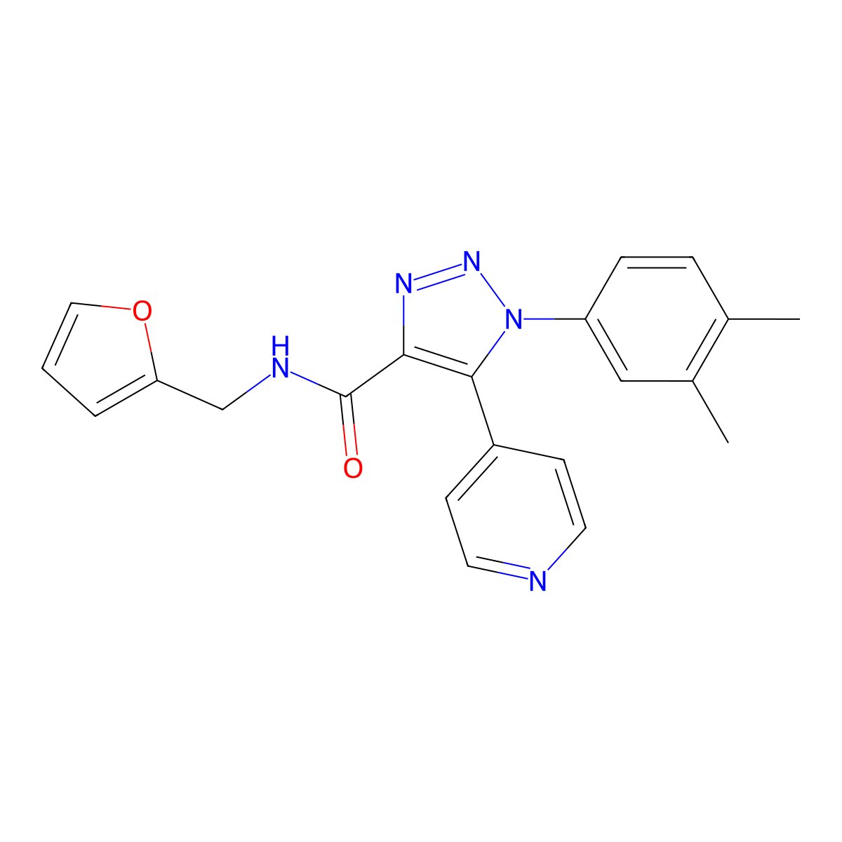 1-(3,4-dimethylphenyl)-N-[(furan-2-yl)methyl]-5-(pyridin-4-yl)-1H-1,2,3-triazole-4-carboxamide molecular structure, CAS 1207030-44-1