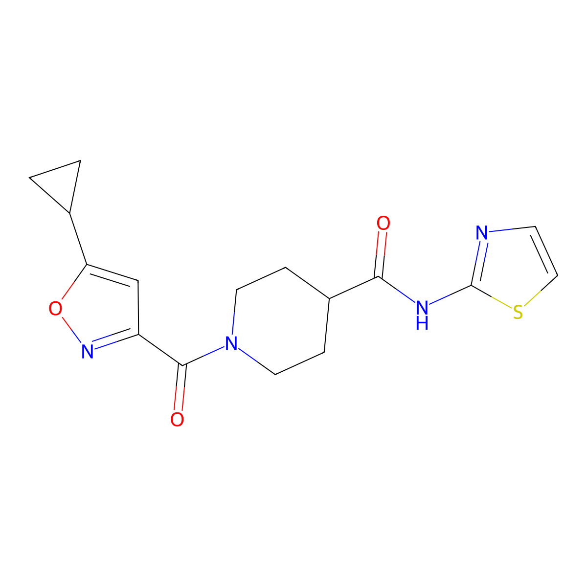 1-(5-cyclopropylisoxazole-3-carbonyl)-N-(thiazol-2-yl)piperidine-4-carboxamide molecular structure, CAS 1207030-45-2