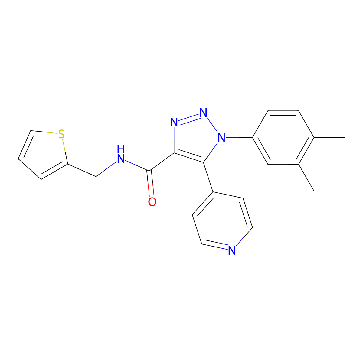 1-(3,4-dimethylphenyl)-5-(pyridin-4-yl)-N-[(thiophen-2-yl)methyl]-1H-1,2,3-triazole-4-carboxamide molecular structure, CAS 1207030-46-3