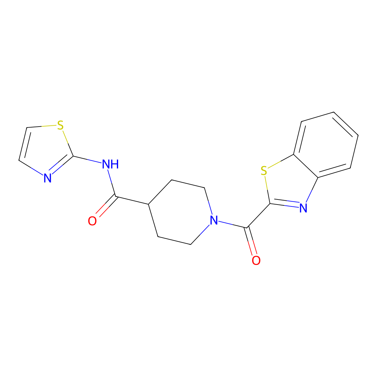 1-(benzo[d]thiazole-2-carbonyl)-N-(thiazol-2-yl)piperidine-4-carboxamide molecular structure, CAS 1207030-47-4