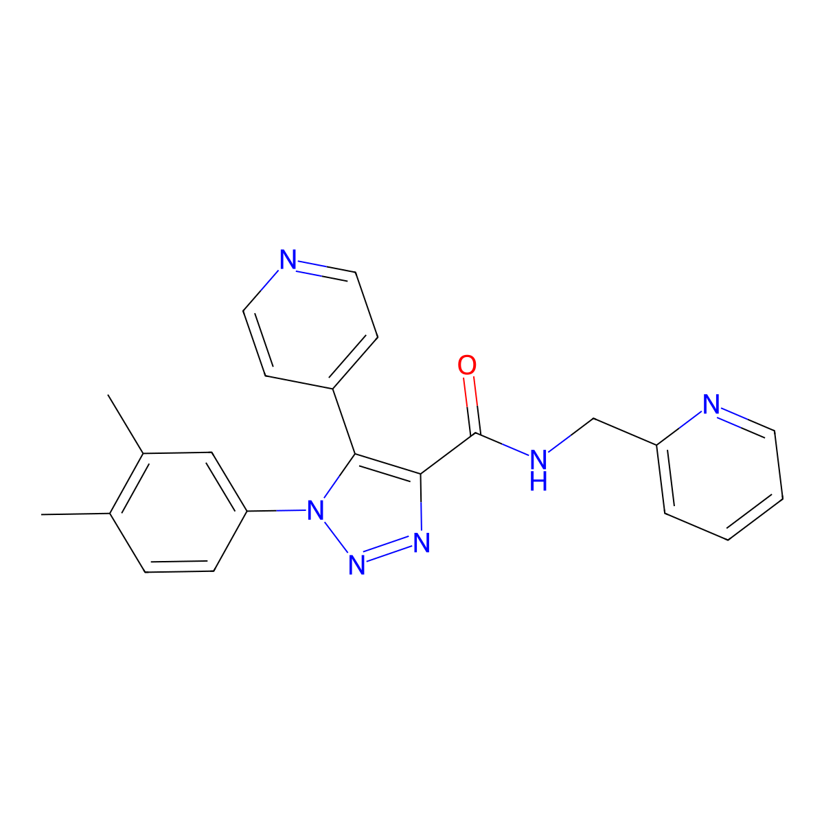 1-(3,4-dimethylphenyl)-N-(pyridin-2-ylmethyl)-5-(pyridin-4-yl)-1H-1,2,3-triazole-4-carboxamide molecular structure, CAS 1207030-48-5