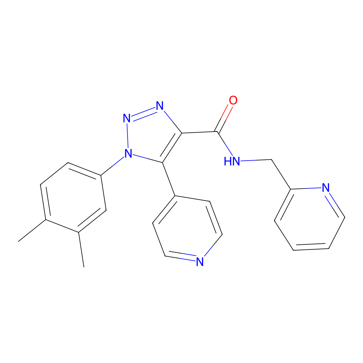 1-(3,4-dimethylphenyl)-N-(pyridin-2-ylmethyl)-5-(pyridin-4-yl)-1H-1,2,3-triazole-4-carboxamide molecular structure, CAS 1207030-48-5