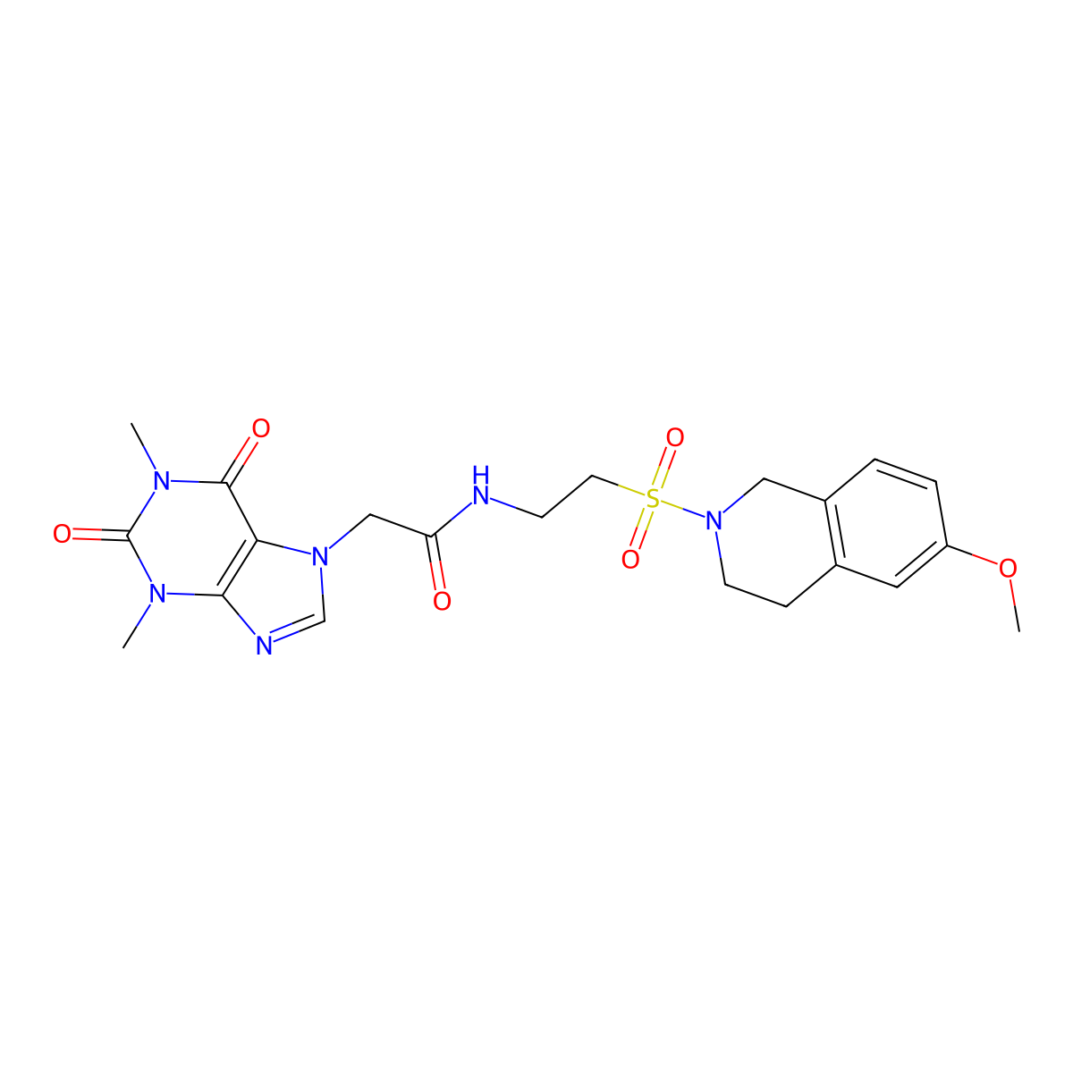 2-(1,3-dimethyl-2,6-dioxo-2,3-dihydro-1H-purin-7(6H)-yl)-N-(2-((6-methoxy-3,4-dihydroisoquinolin-2(1H)-yl)sulfonyl)ethyl)acetamide molecular structure, CAS 1207030-49-6