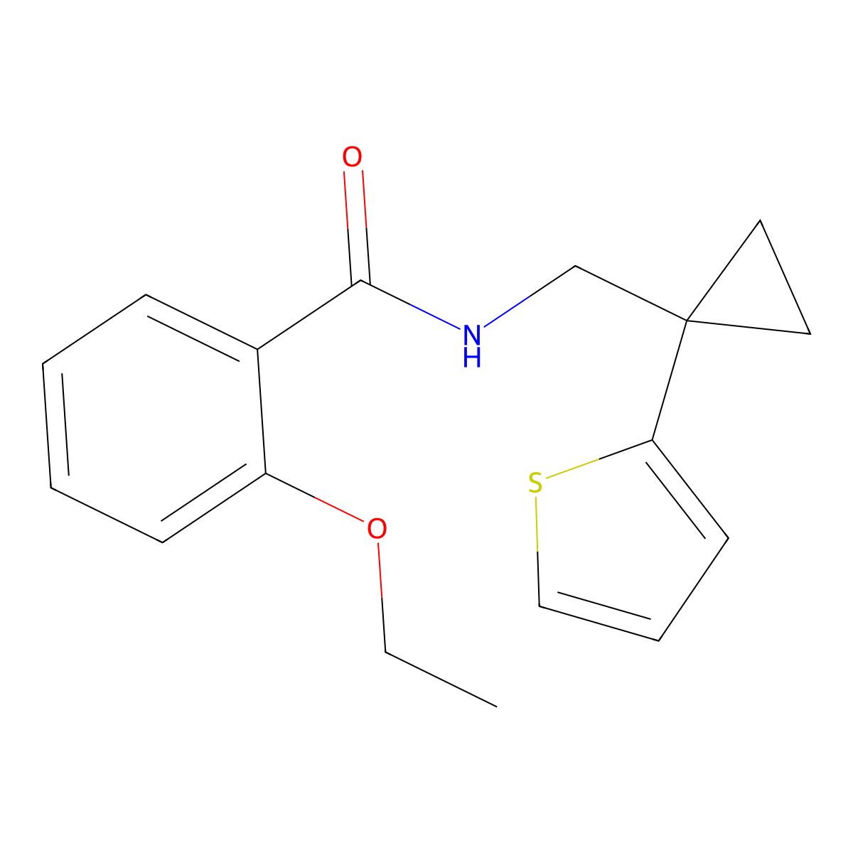 2-ethoxy-N-((1-(thiophen-2-yl)cyclopropyl)methyl)benzamide molecular structure, CAS 1207030-50-9