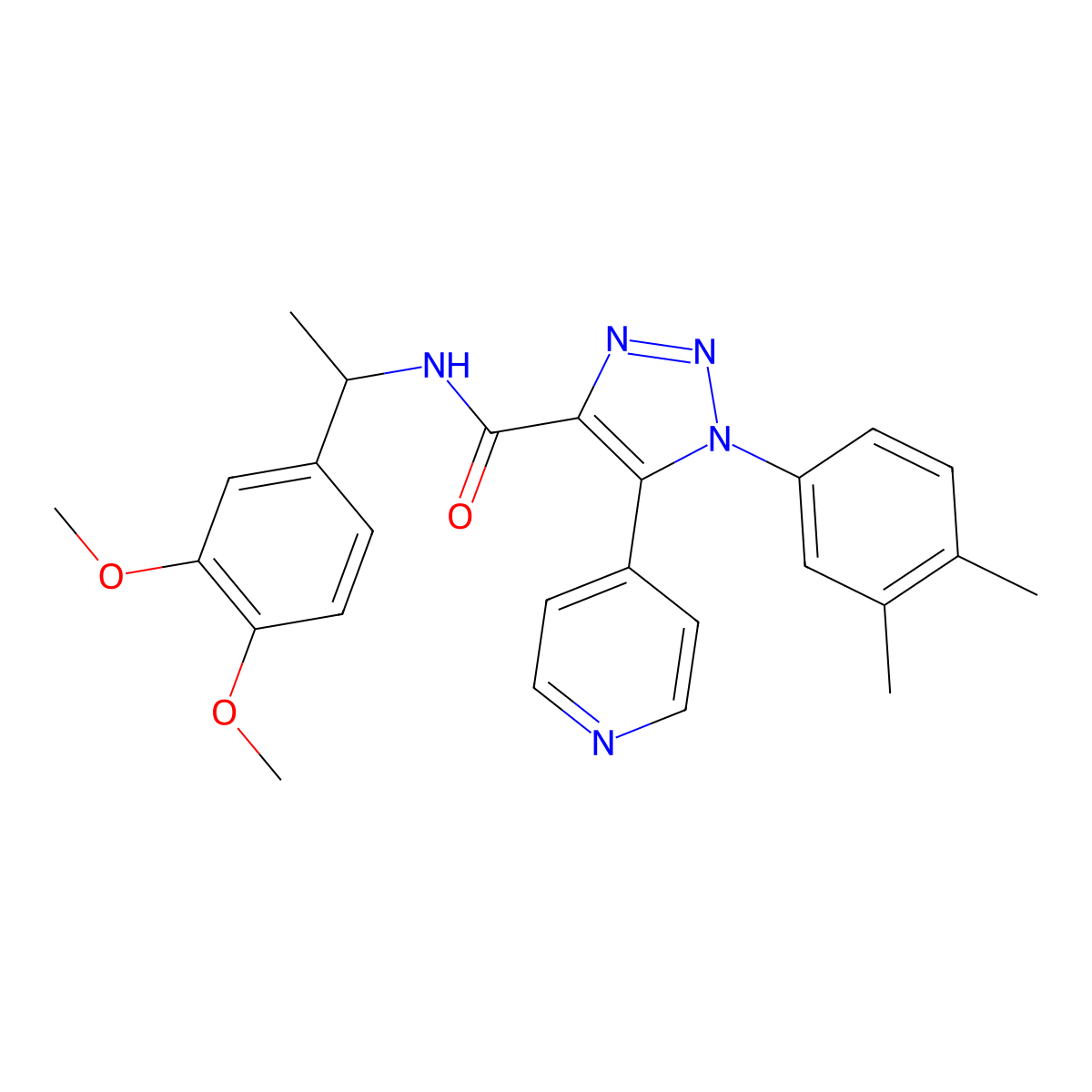 N-[1-(3,4-dimethoxyphenyl)ethyl]-1-(3,4-dimethylphenyl)-5-(pyridin-4-yl)-1H-1,2,3-triazole-4-carboxamide molecular structure, CAS 1207030-52-1
