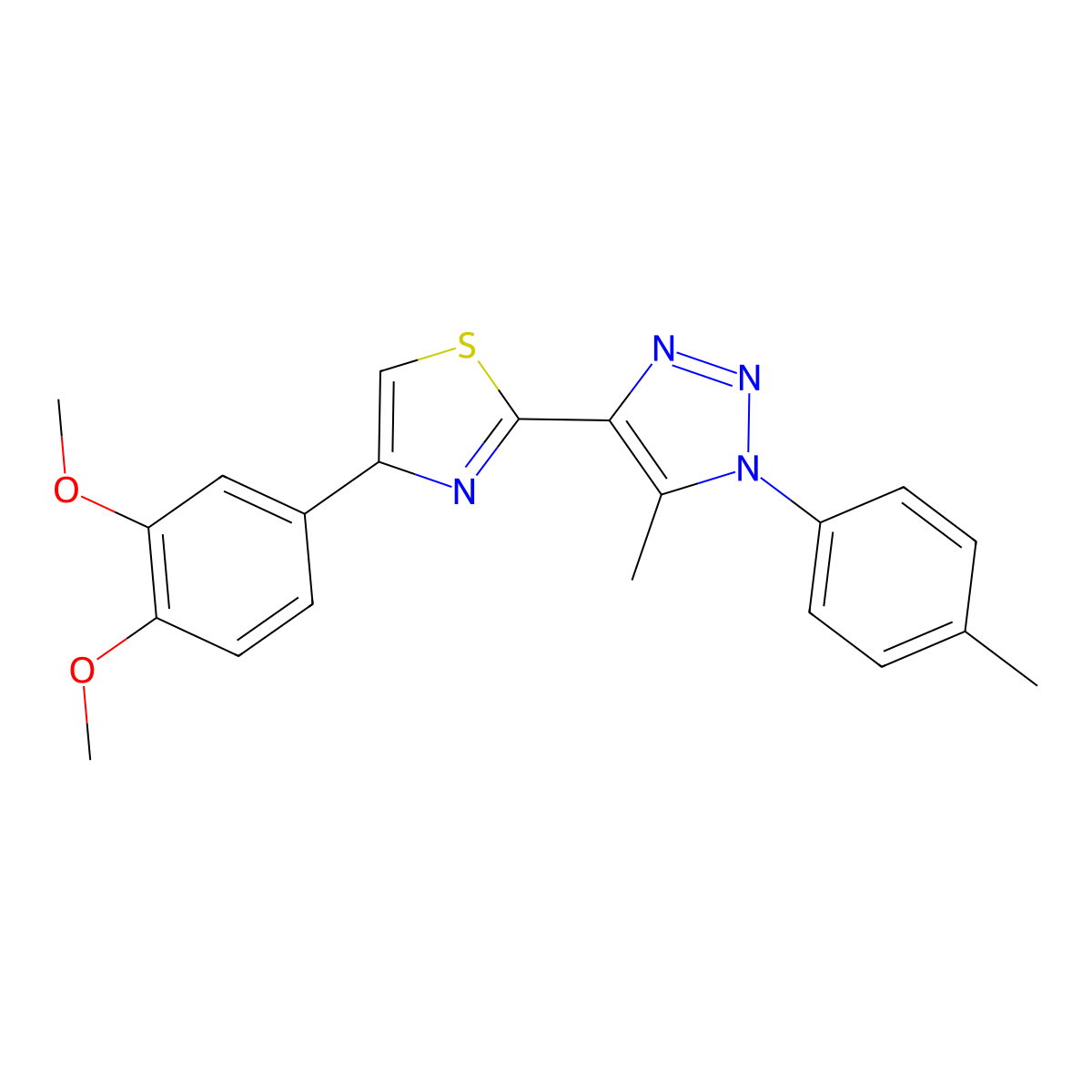 4-[4-(3,4-dimethoxyphenyl)-1,3-thiazol-2-yl]-5-methyl-1-(4-methylphenyl)-1H-1,2,3-triazole molecular structure, CAS 1207030-56-5