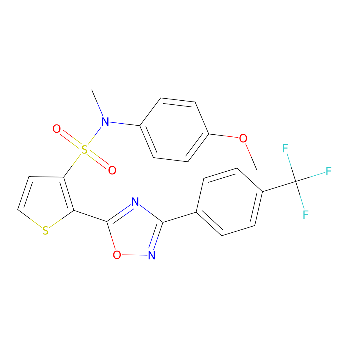 N-(4-methoxyphenyl)-N-methyl-2-{3-[4-(trifluoromethyl)phenyl]-1,2,4-oxadiazol-5-yl}thiophene-3-sulfonamide molecular structure, CAS 1207030-64-5