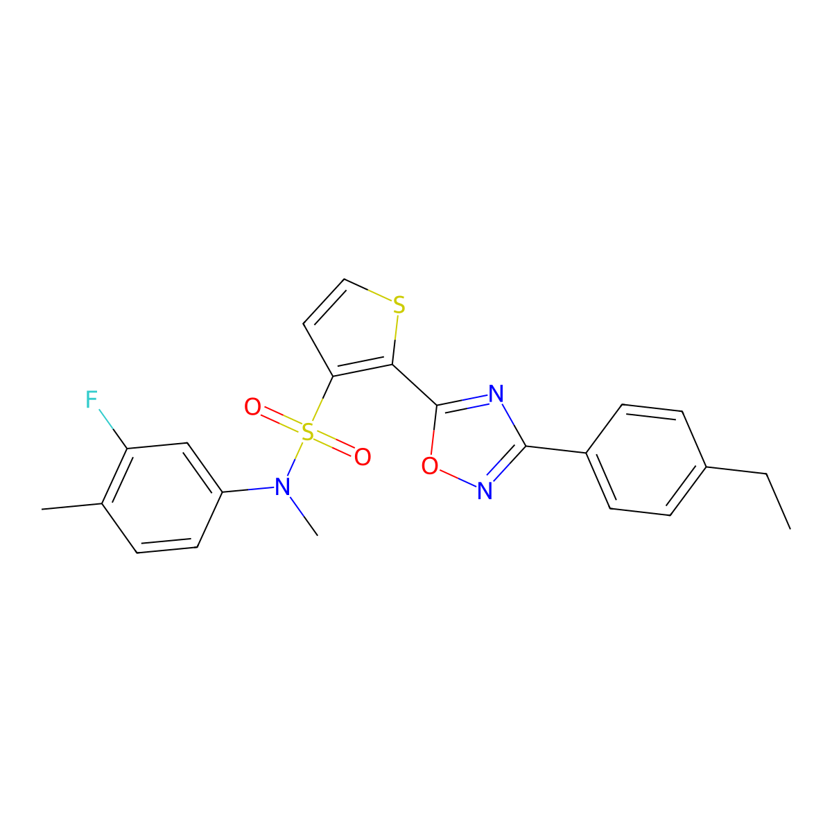 2-[3-(4-ethylphenyl)-1,2,4-oxadiazol-5-yl]-N-(3-fluoro-4-methylphenyl)-N-methylthiophene-3-sulfonamide molecular structure, CAS 1207030-73-6