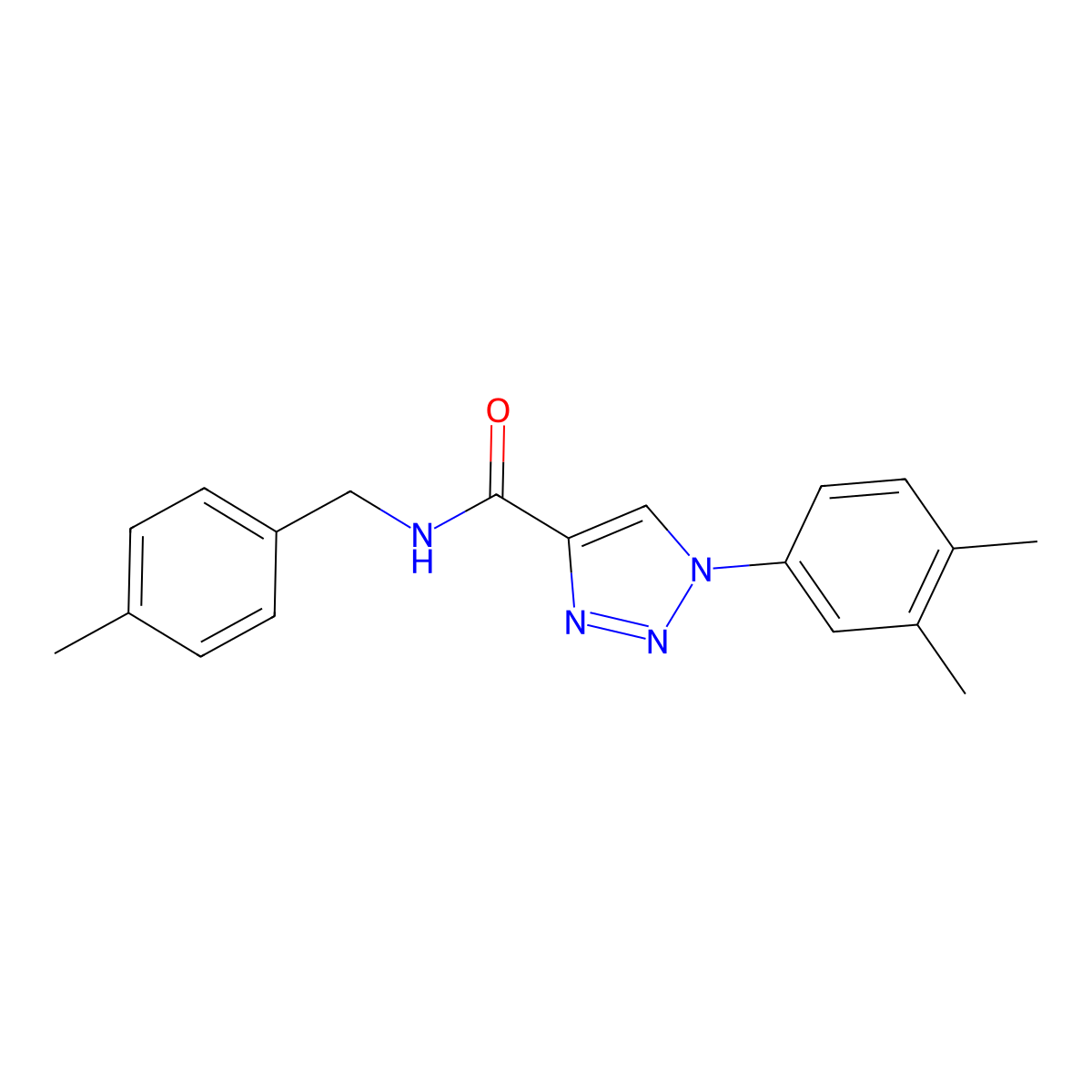 1-(3,4-dimethylphenyl)-N-(4-methylbenzyl)-1H-1,2,3-triazole-4-carboxamide molecular structure, CAS 1207030-82-7