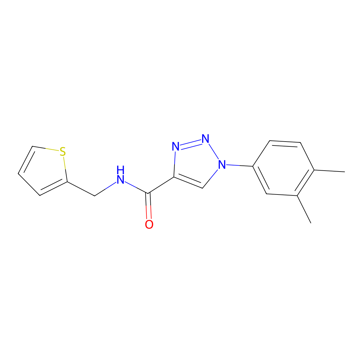 1-(3,4-dimethylphenyl)-N-(thiophen-2-ylmethyl)-1H-1,2,3-triazole-4-carboxamide molecular structure, CAS 1207030-83-8