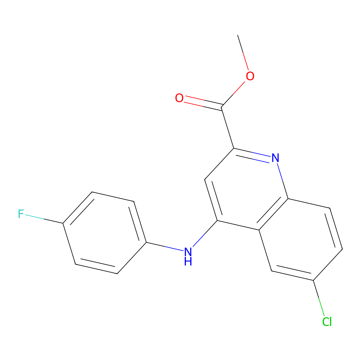 Methyl 6-chloro-4-[(4-fluorophenyl)amino]quinoline-2-carboxylate molecular structure, CAS 1207030-86-1