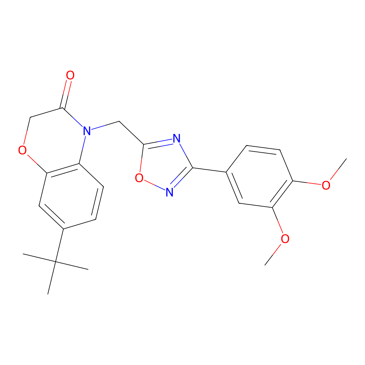 7-(tert-butyl)-4-((3-(3,4-dimethoxyphenyl)-1,2,4-oxadiazol-5-yl)methyl)-2H-benzo[b][1,4]oxazin-3(4H)-one molecular structure, CAS 1207030-87-2