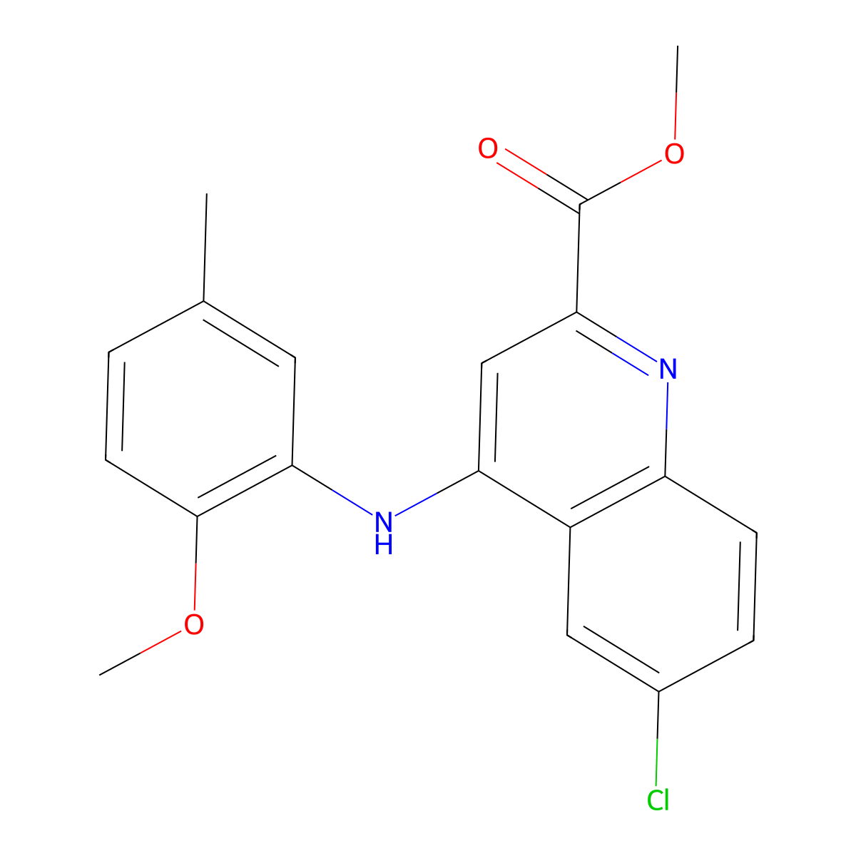 Methyl 6-chloro-4-[(2-methoxy-5-methylphenyl)amino]quinoline-2-carboxylate molecular structure, CAS 1207030-88-3