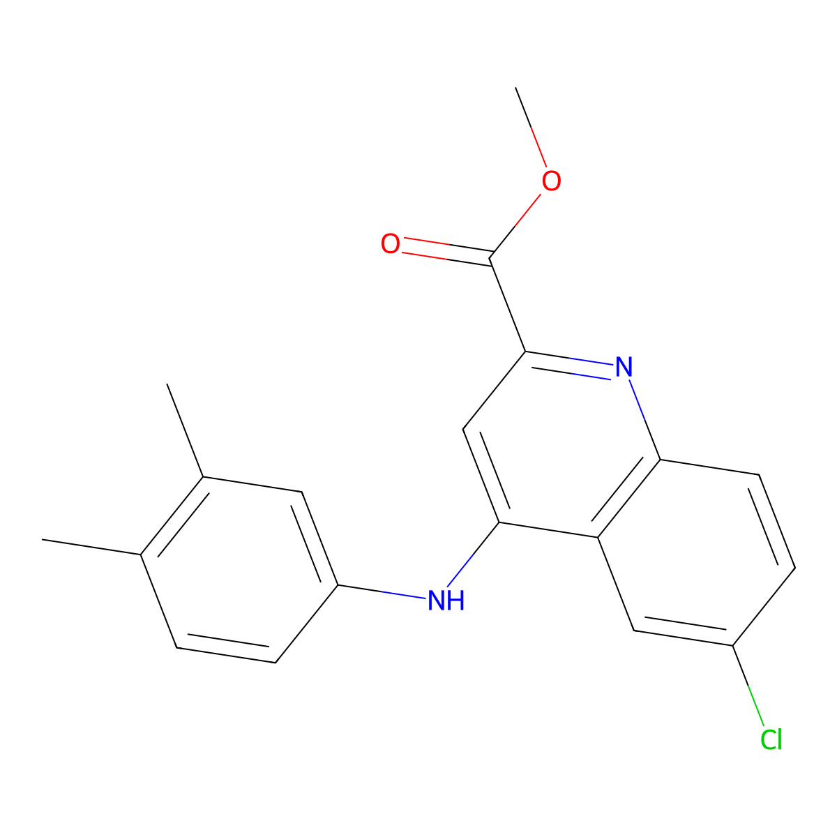 Methyl 6-chloro-4-[(3,4-dimethylphenyl)amino]quinoline-2-carboxylate molecular structure, CAS 1207031-06-8