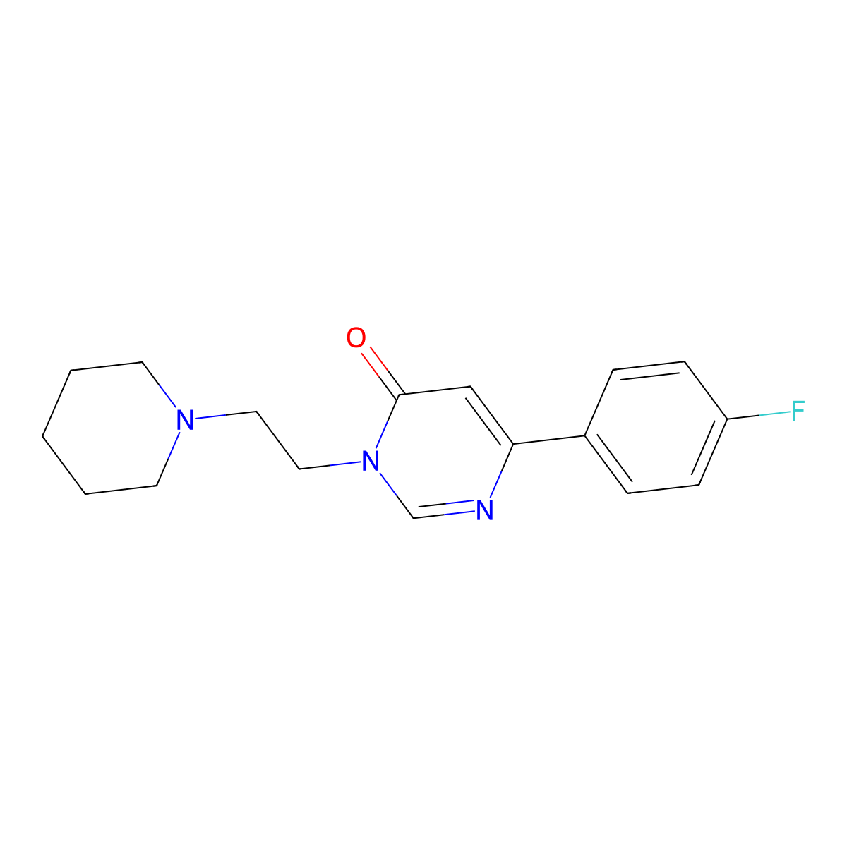 6-(4-fluorophenyl)-3-(2-(piperidin-1-yl)ethyl)pyrimidin-4(3H)-one molecular structure, CAS 1207031-12-6