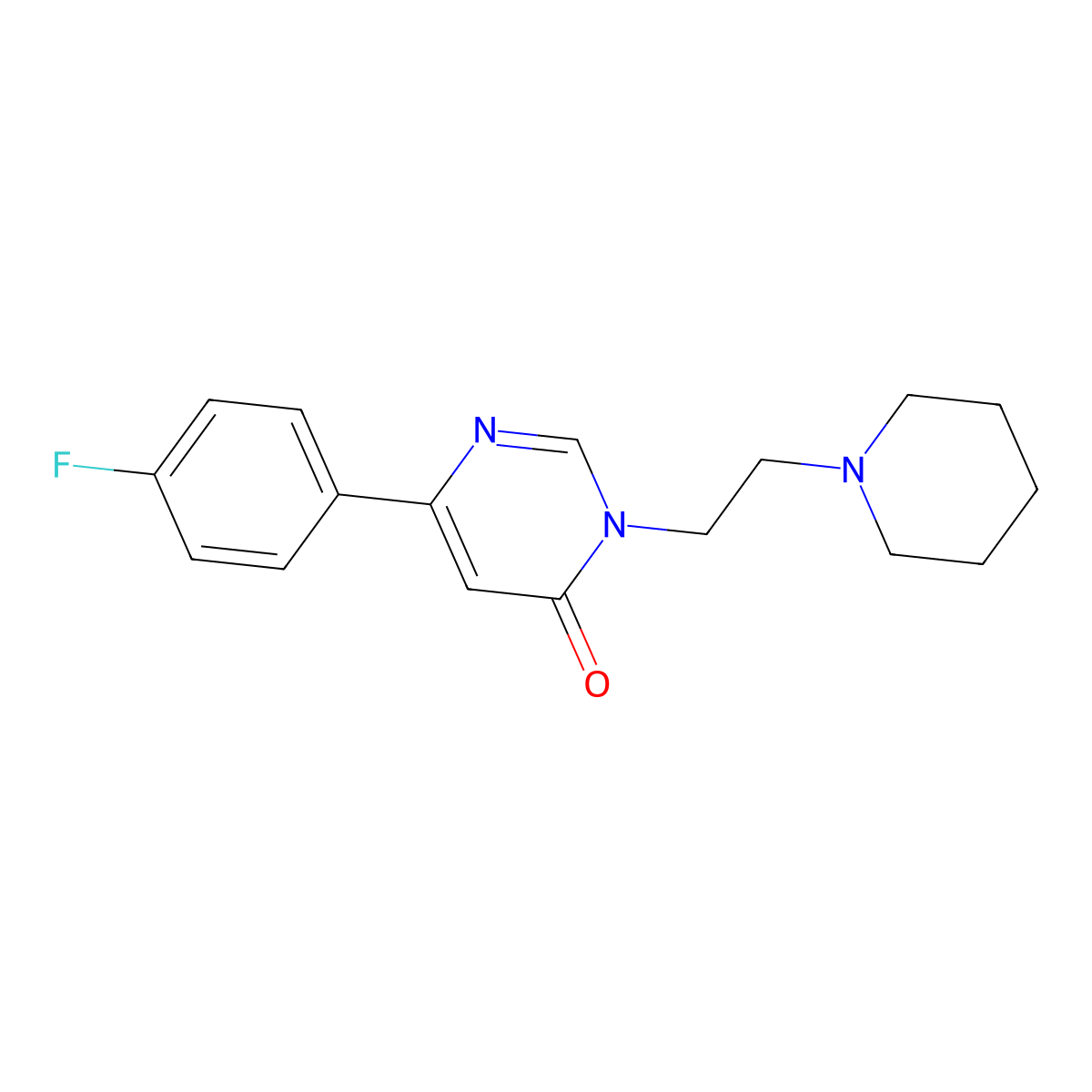 6-(4-fluorophenyl)-3-(2-(piperidin-1-yl)ethyl)pyrimidin-4(3H)-one molecular structure, CAS 1207031-12-6
