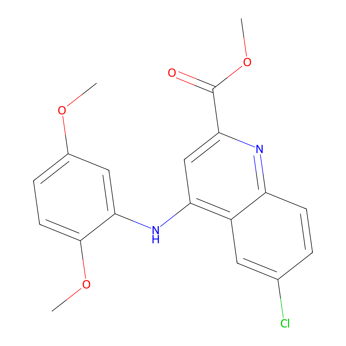 Methyl 6-chloro-4-(2,5-dimethoxyanilino)quinoline-2-carboxylate molecular structure, CAS 1207031-13-7
