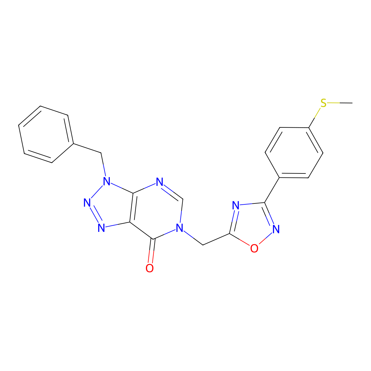 3-benzyl-6-((3-(4-(methylthio)phenyl)-1,2,4-oxadiazol-5-yl)methyl)-3H-[1,2,3]triazolo[4,5-d]pyrimidin-7(6H)-one molecular structure, CAS 1207031-21-7